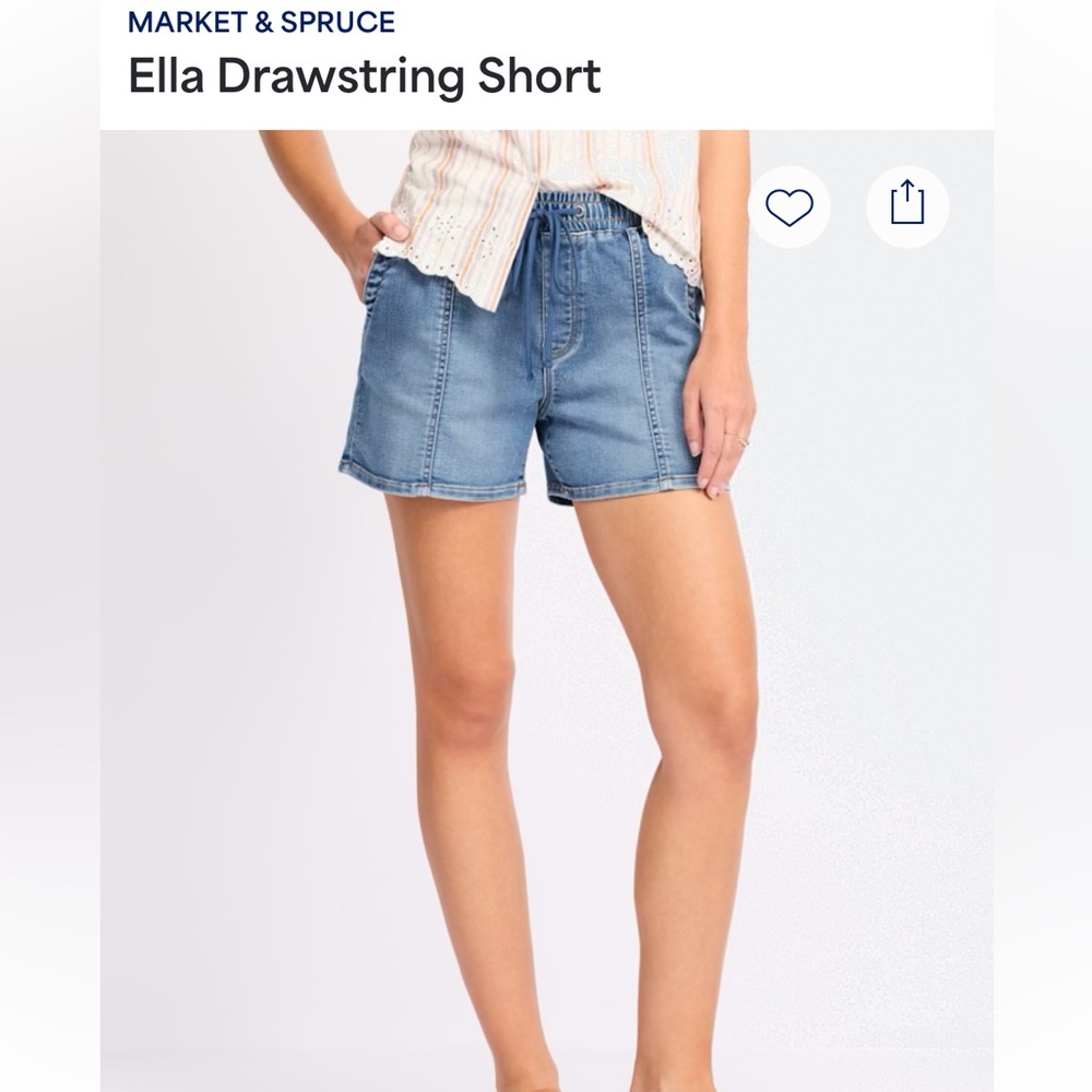Market & Spruce Denim Blue Drawstring Shorts - Picture 2 of 6
